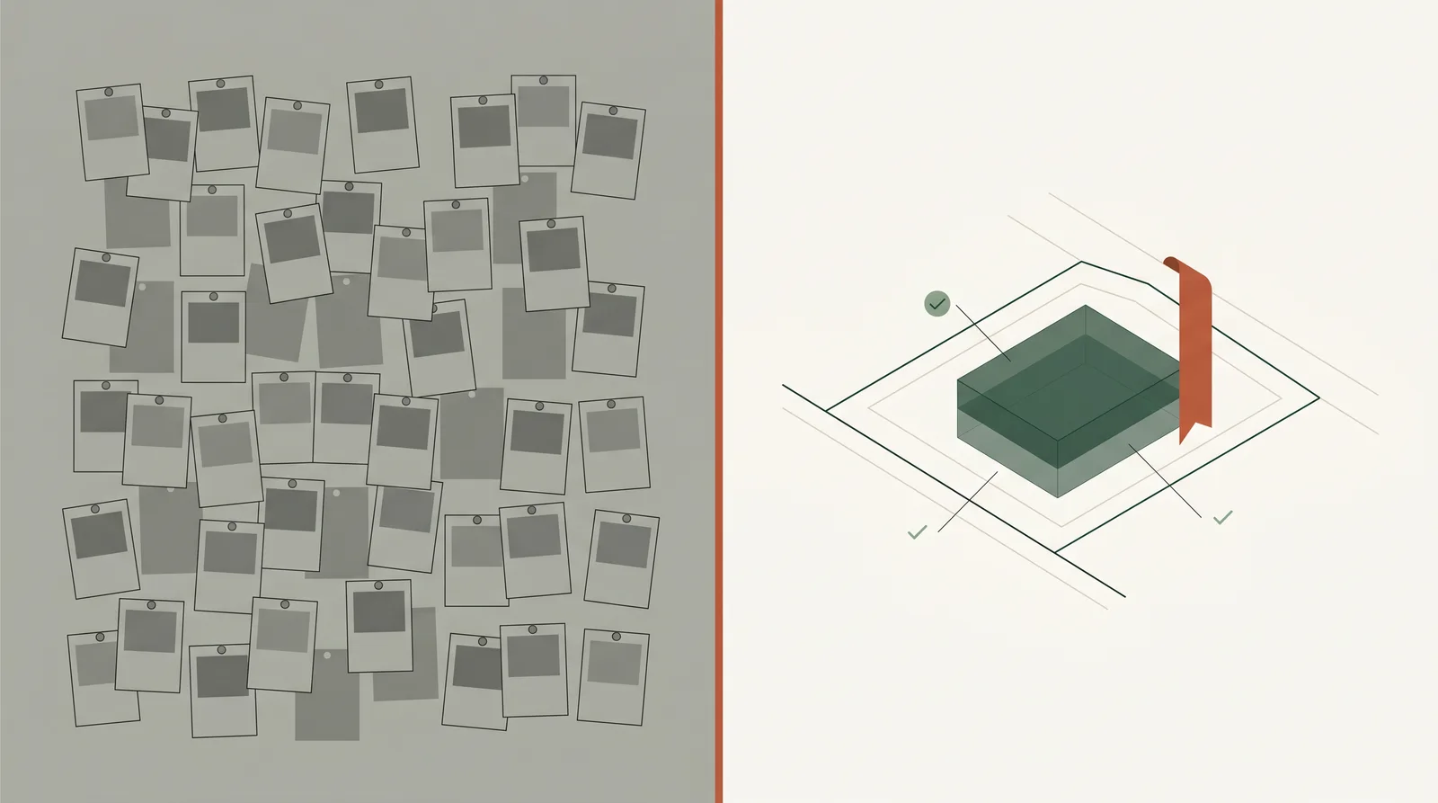 Illustration comparant une annonce immobilière classique avec une fiche foncière qualifiée Ardocco.