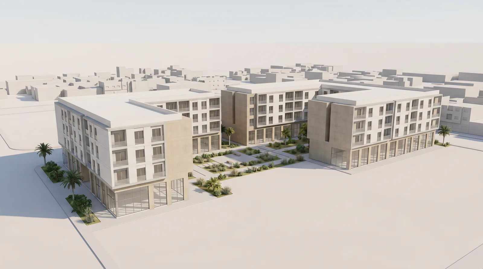Visualisation conceptuelle indicative d'un projet rdc commerces + logements en R+4 à SIDI MOUMEN